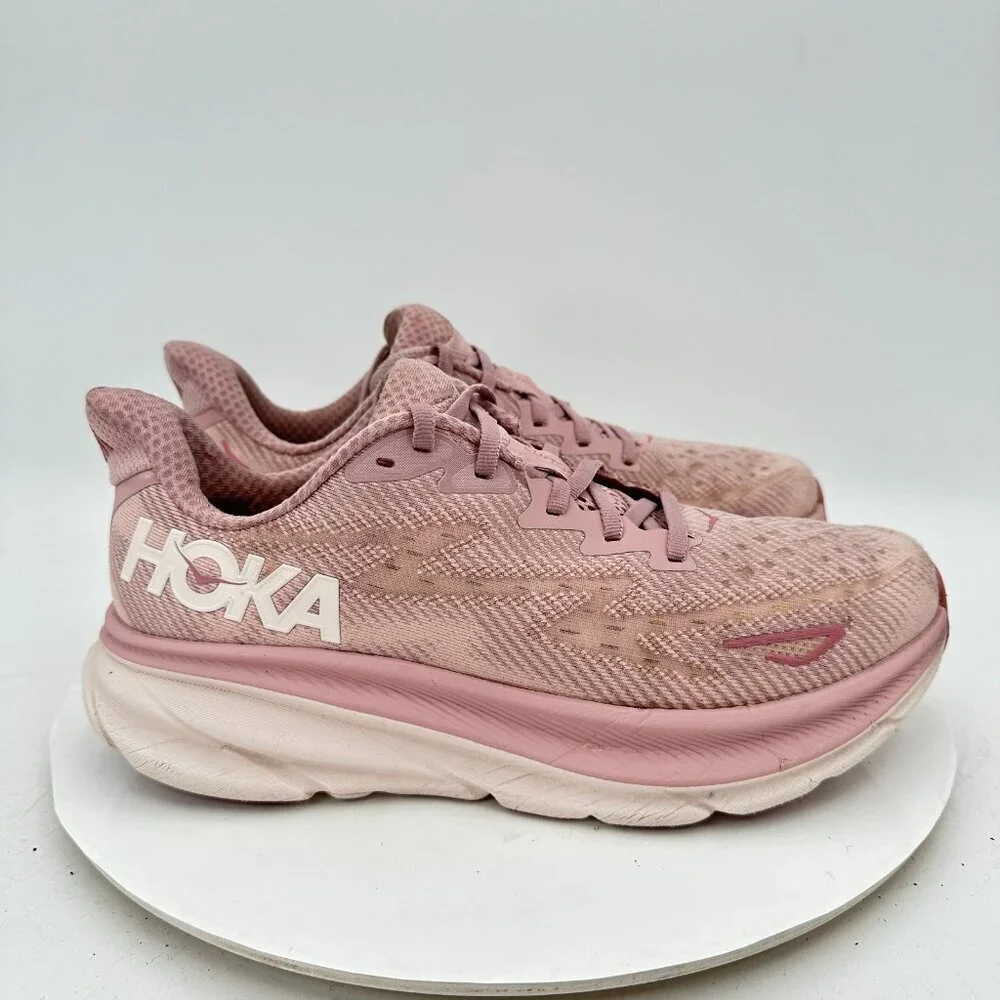 Hoka One One Clifton 9 Women Size 9B 1127896-PMPW Pink Mauve Pale Peach Shoes - Picture 4 of 12